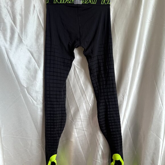 Nike Pro Combat Hyperwarm Compression Tights M Black Neon Green - Picture 3 of 6